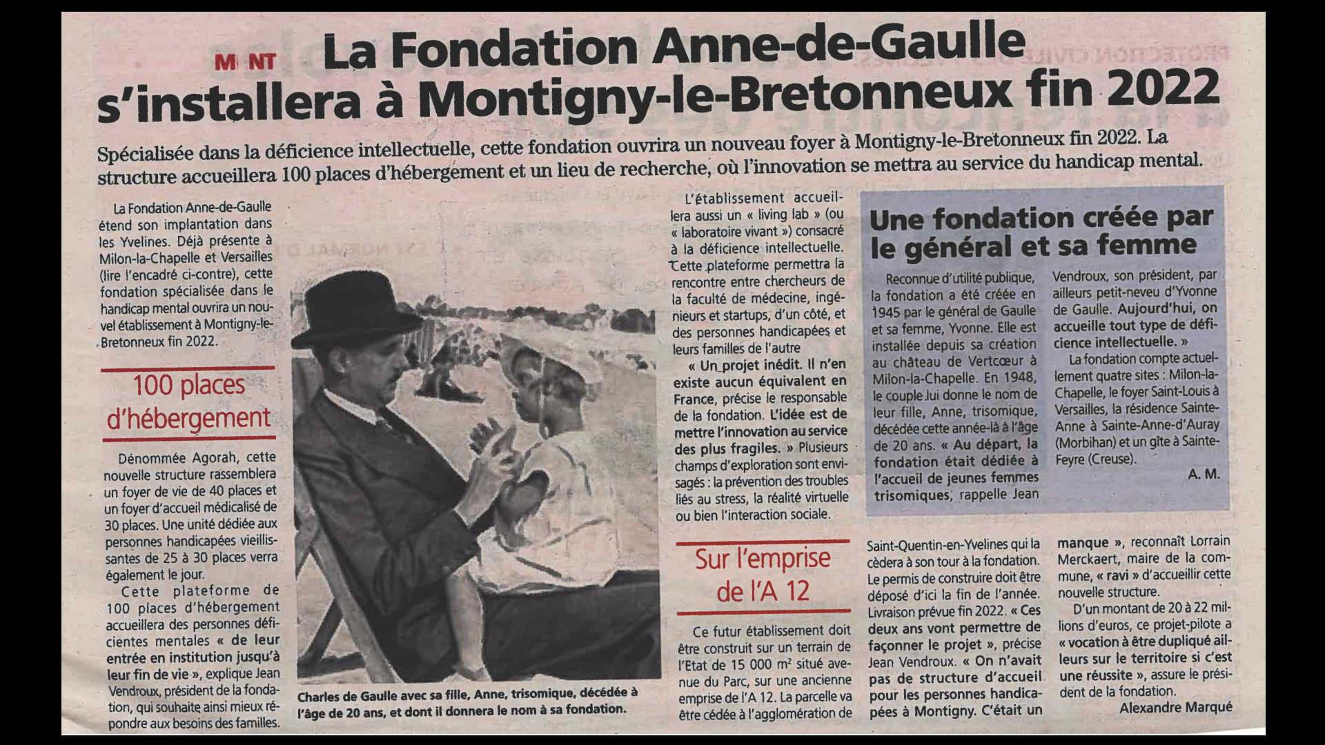 Journal de Montigny - article sur la fondation