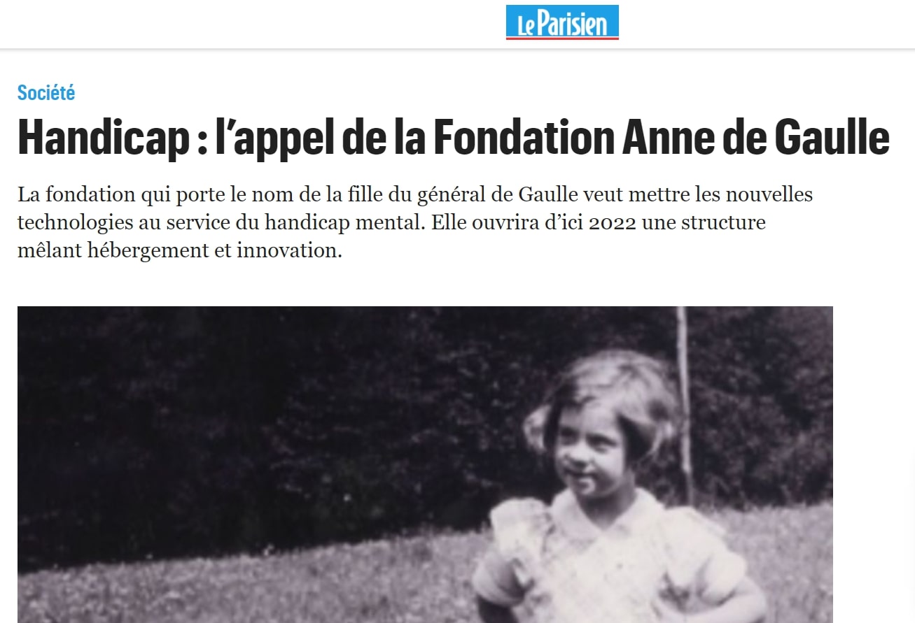 Handicap : L'appel De La Fondation Anne De Gaulle - Fondation Anne De ...